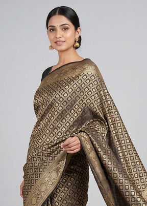 Black Dupion Silk Saree With Blouse Piece