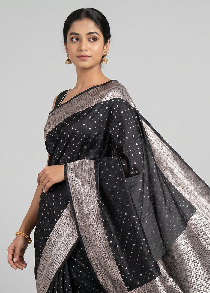 Black Uppada Silk Saree With Blouse Piece