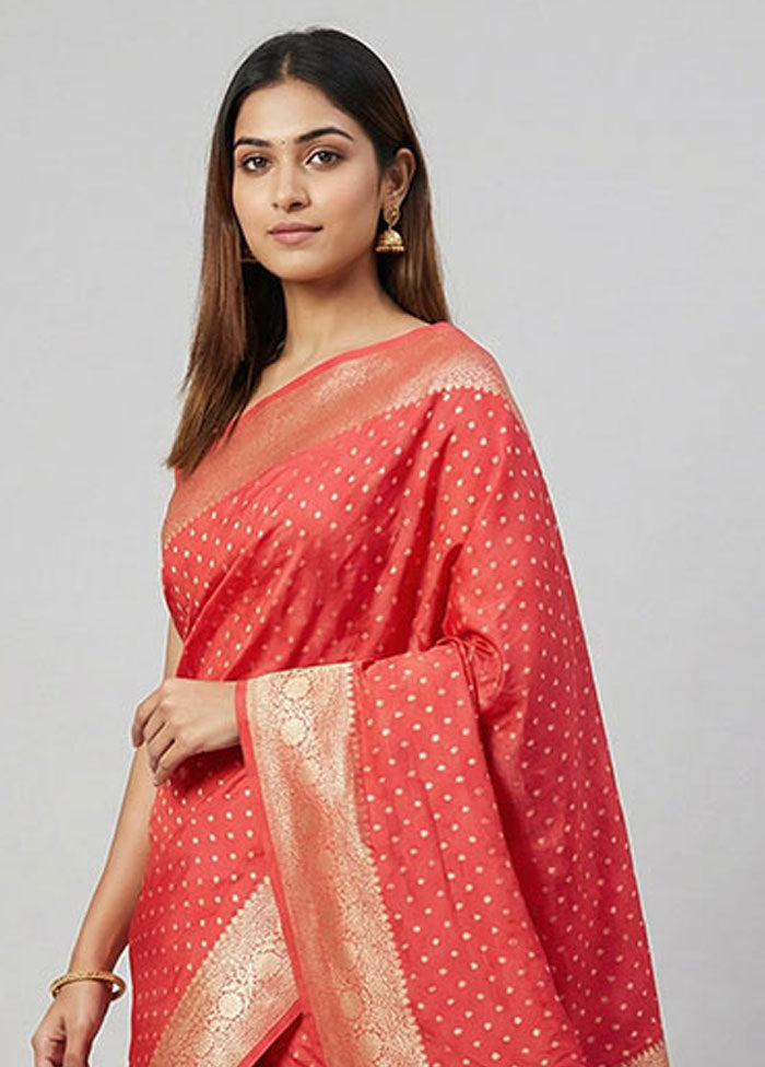 Pink Uppada Silk Saree With Blouse Piece