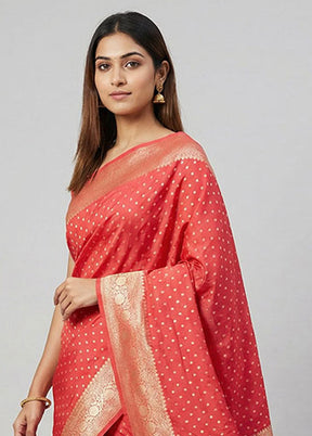 Pink Uppada Silk Saree With Blouse Piece