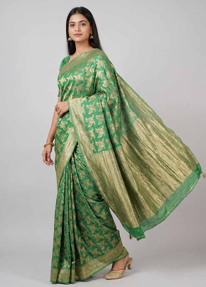 Green Georgette Saree With Blouse Piece