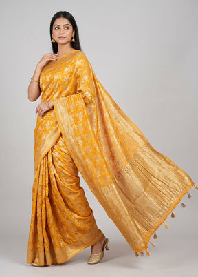 Yellow Georgette Saree With Blouse Piece
