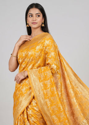 Yellow Georgette Saree With Blouse Piece