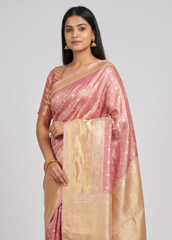 Pink Tissue Silk Saree With Blouse Piece