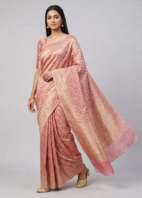 Pink Tissue Silk Saree With Blouse Piece