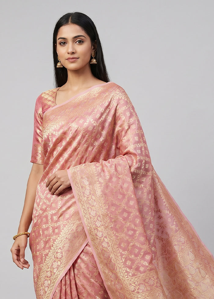 Pink Tissue Silk Saree With Blouse Piece