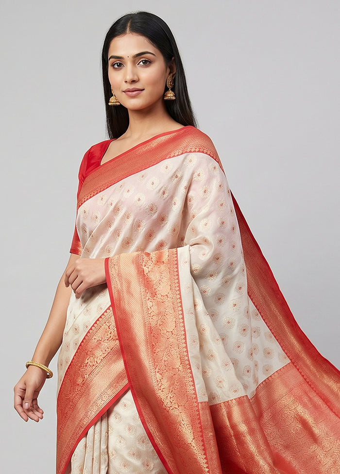 Cream Tissue Silk Saree With Blouse Piece