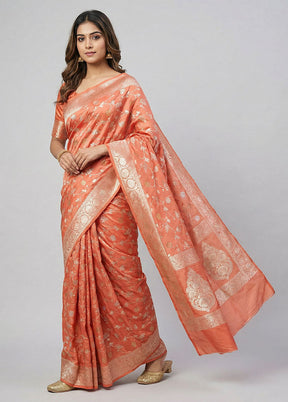 Orange Uppada Silk Saree With Blouse Piece