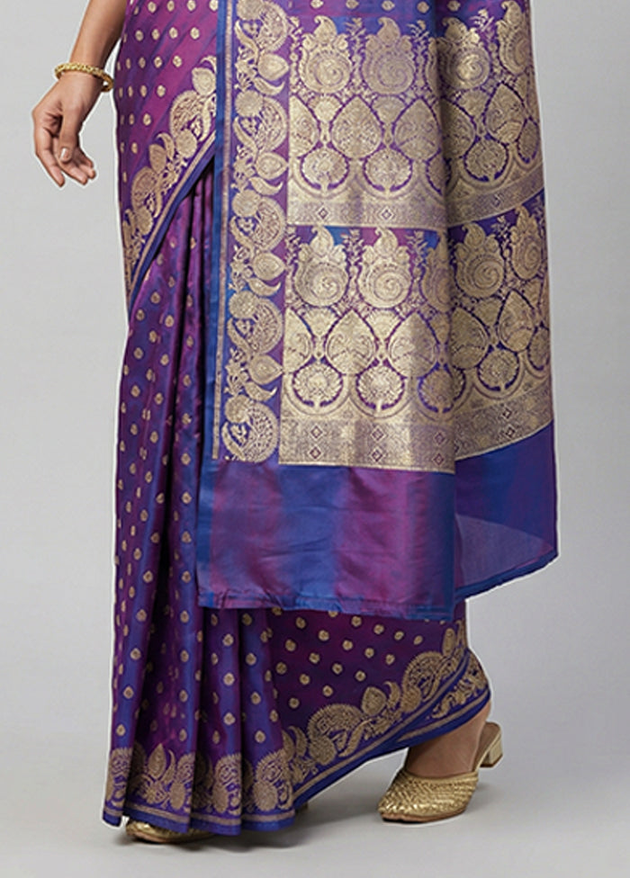 Blue Handloom Banarasi Pure Silk Saree With Blouse Piece