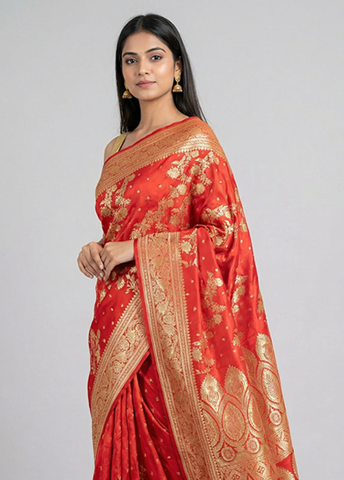 Pink Handloom Banarasi Pure Silk Saree With Blouse Piece