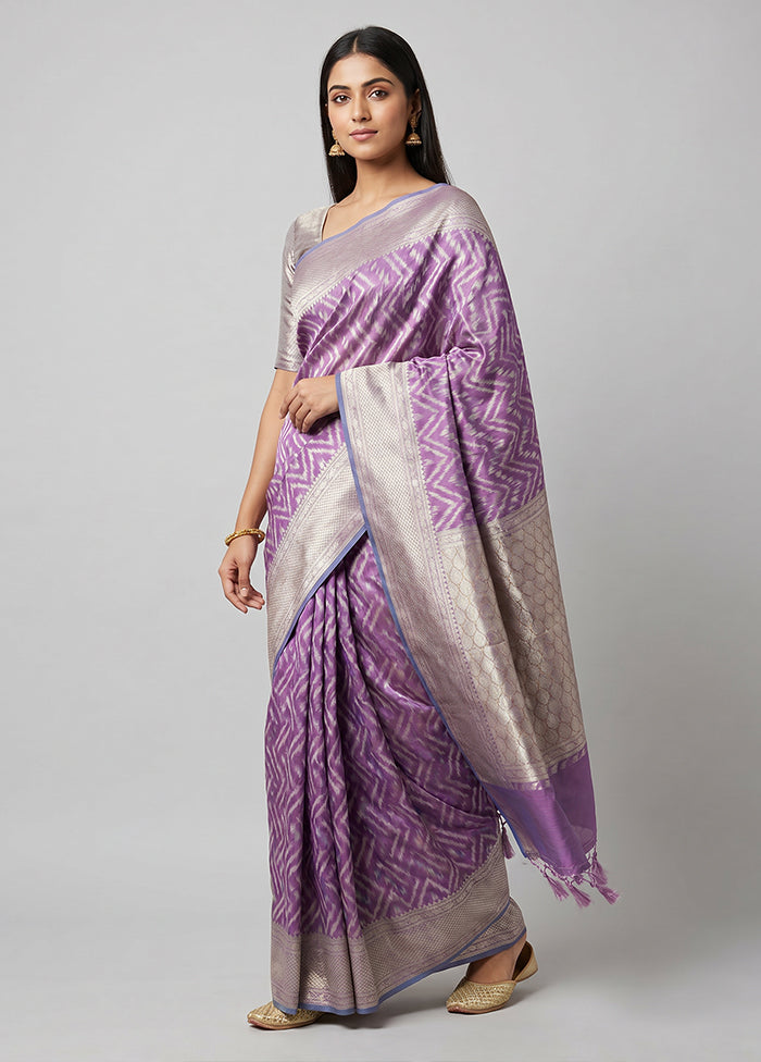 Purple Kora Silk Saree With Blouse Piece
