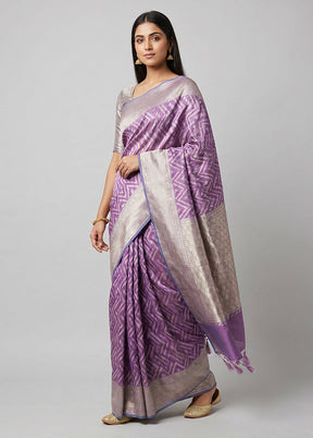 Purple Kora Silk Saree With Blouse Piece