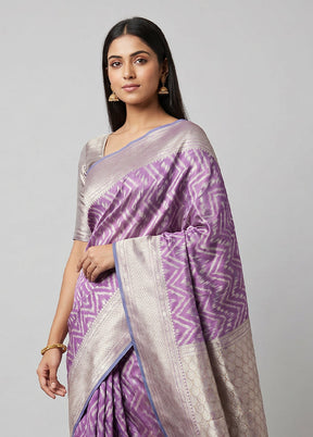 Purple Kora Silk Saree With Blouse Piece