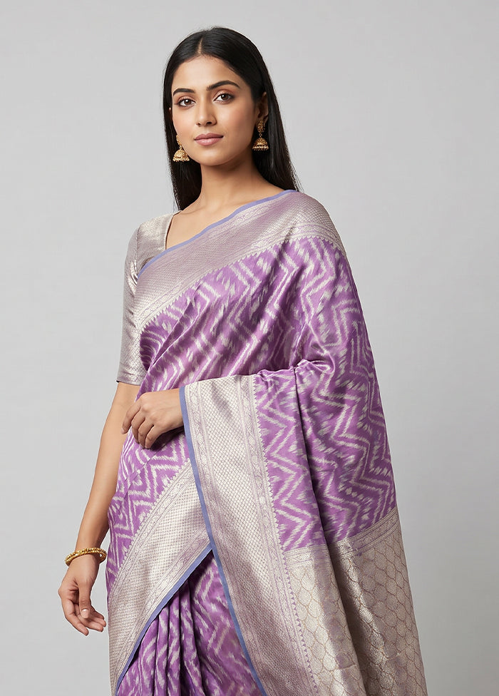 Purple Kora Silk Saree With Blouse Piece