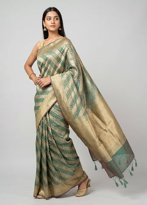 Green Kora Silk Saree With Blouse Piece