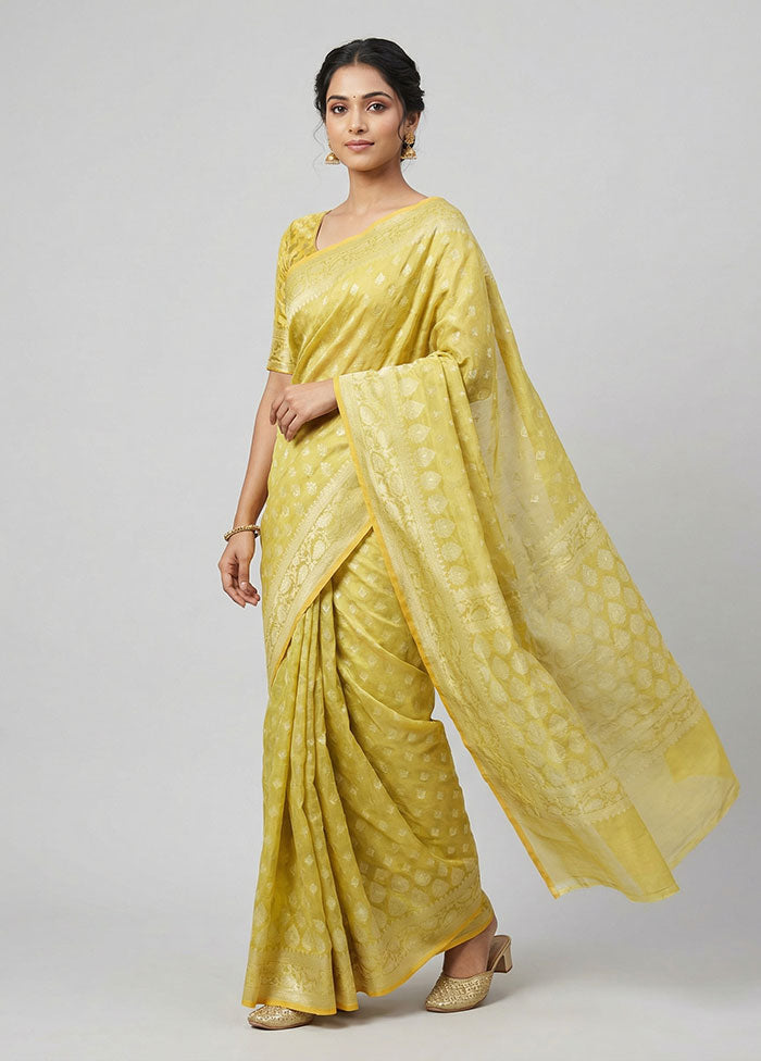 Green Kora Silk Saree With Blouse Piece