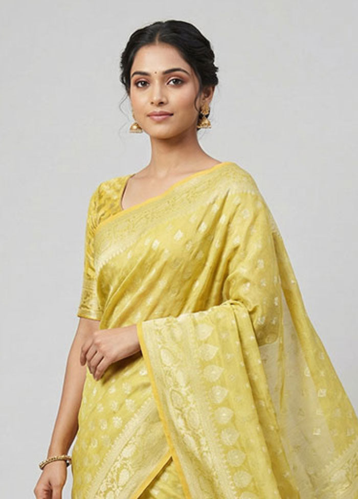 Green Kora Silk Saree With Blouse Piece