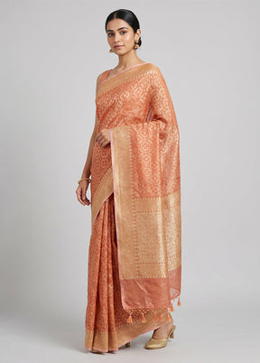 Pink Tissue Silk Saree With Blouse Piece
