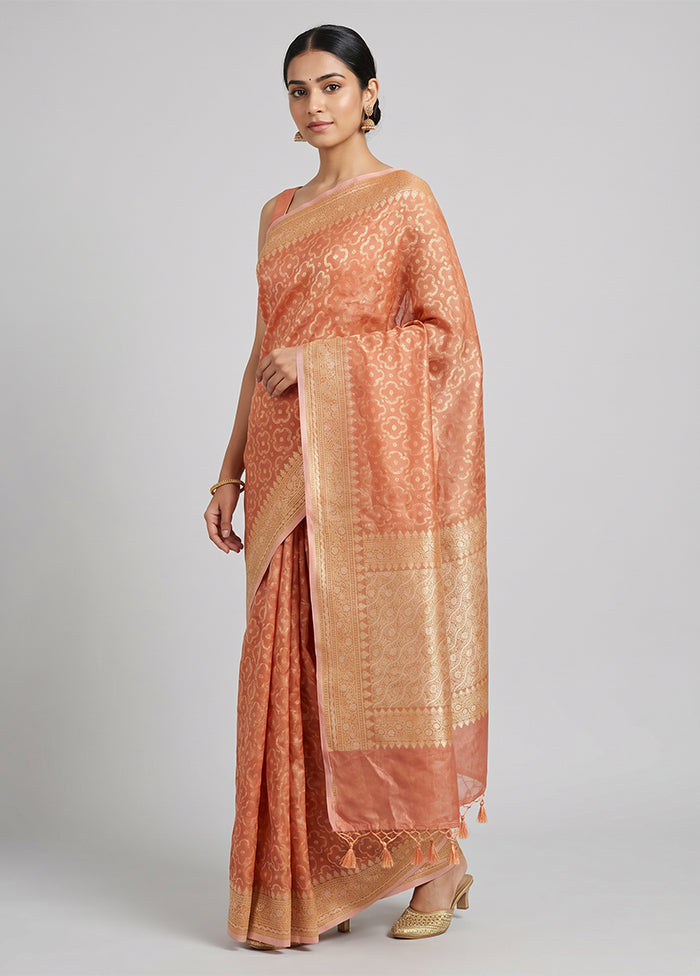 Pink Tissue Silk Saree With Blouse Piece