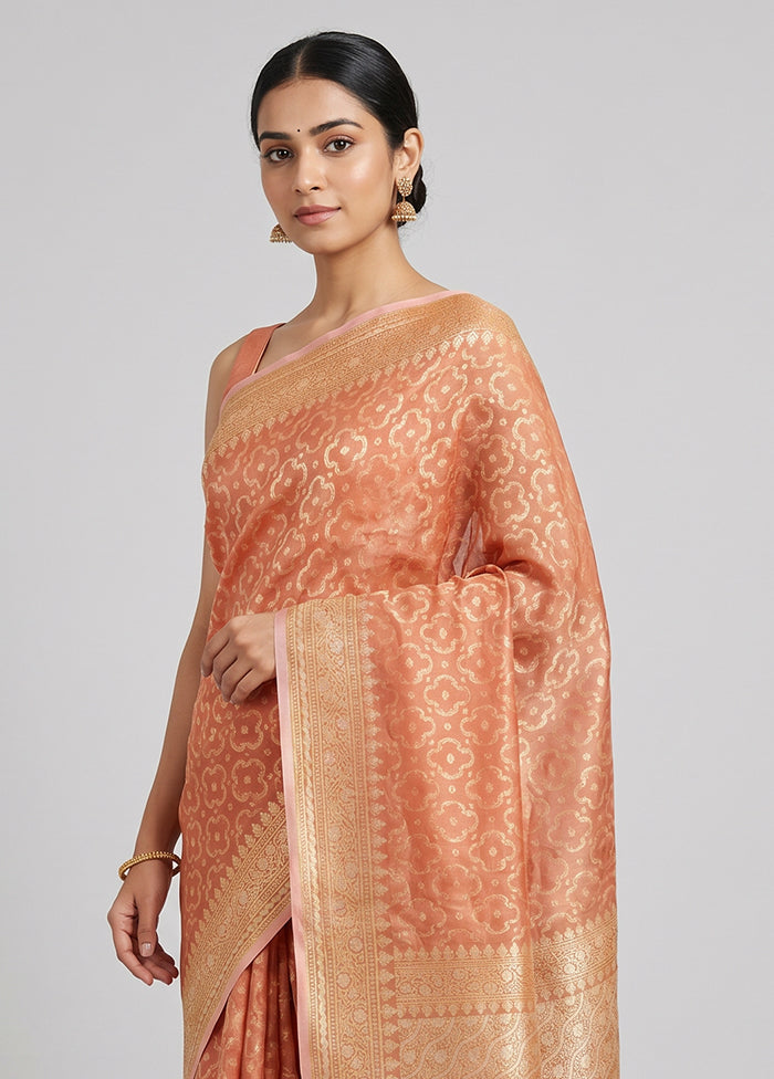 Pink Tissue Silk Saree With Blouse Piece
