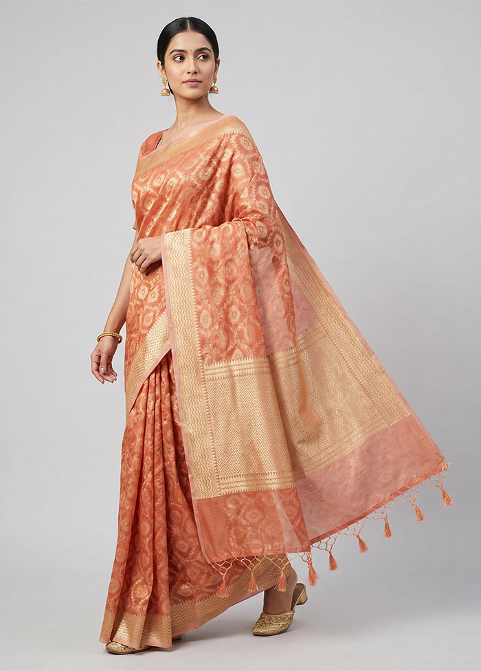 Pink Tissue Silk Saree With Blouse Piece
