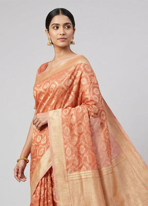 Pink Tissue Silk Saree With Blouse Piece
