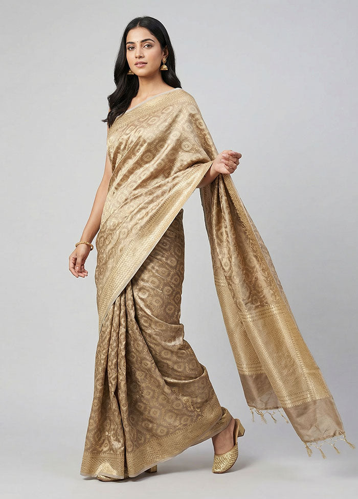 Cream Tissue Silk Saree With Blouse Piece