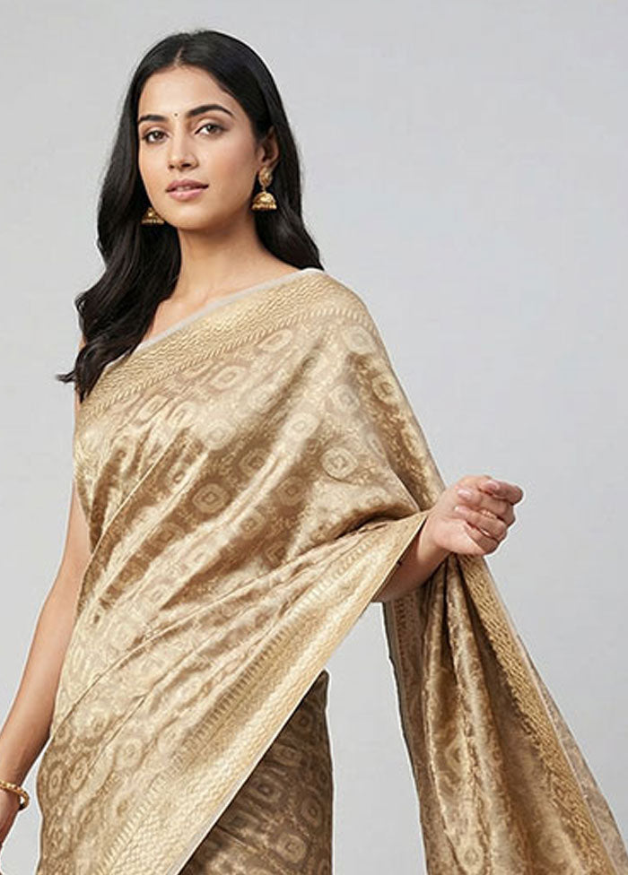 Cream Tissue Silk Saree With Blouse Piece