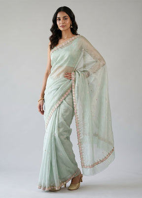 Grey Tissue Silk Saree With Blouse Piece