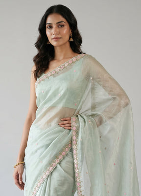 Grey Tissue Silk Saree With Blouse Piece