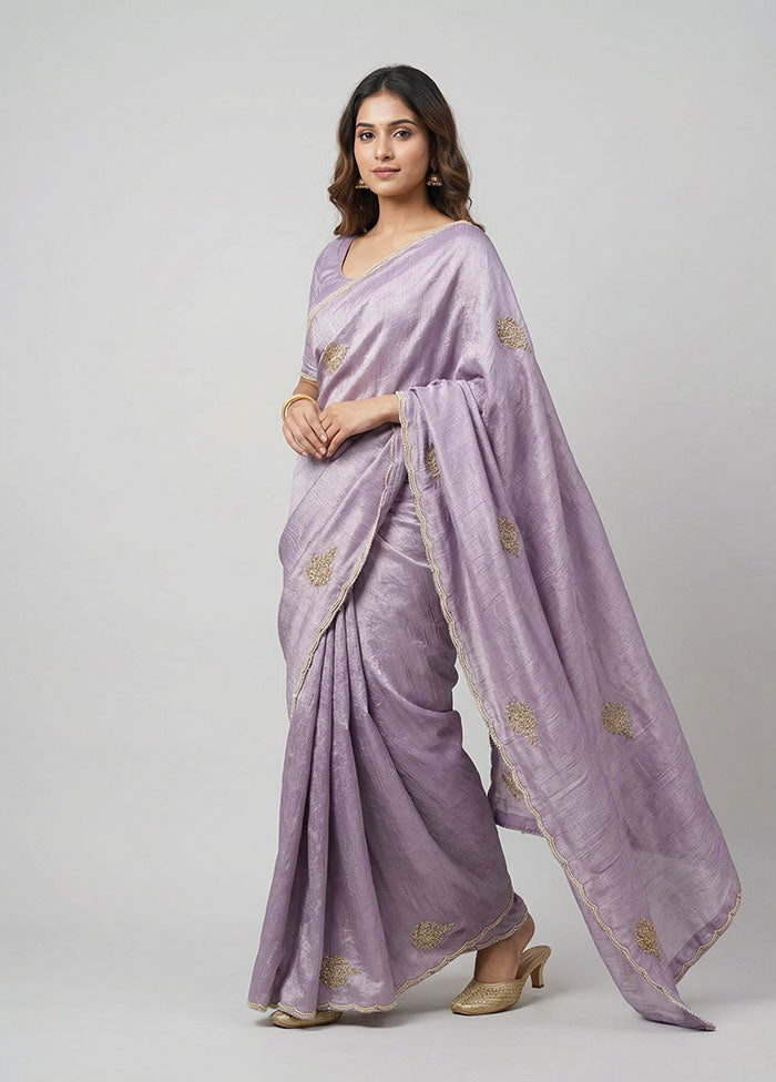 Purple Tissue Silk Saree With Blouse Piece