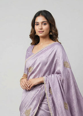 Purple Tissue Silk Saree With Blouse Piece