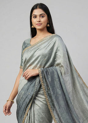 Grey Tissue Silk Saree With Blouse Piece