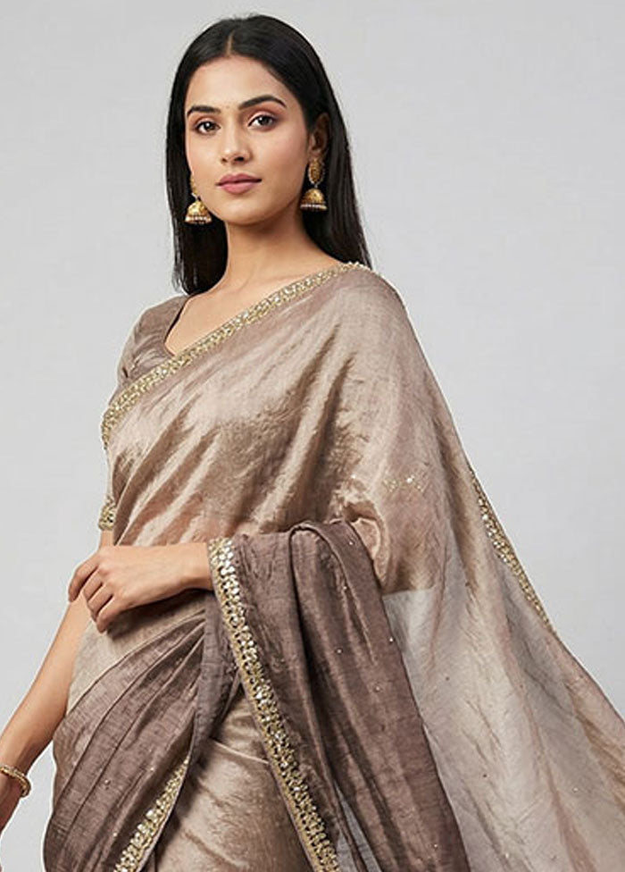 Purple Tissue Silk Saree With Blouse Piece