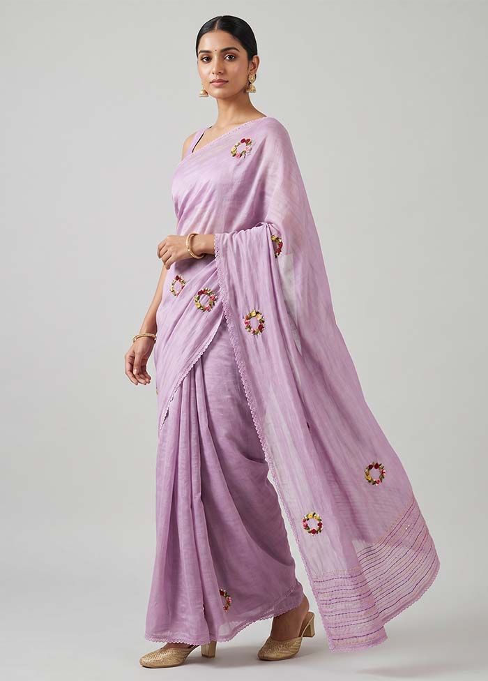 Purple Tussar Silk Saree With Blouse Piece