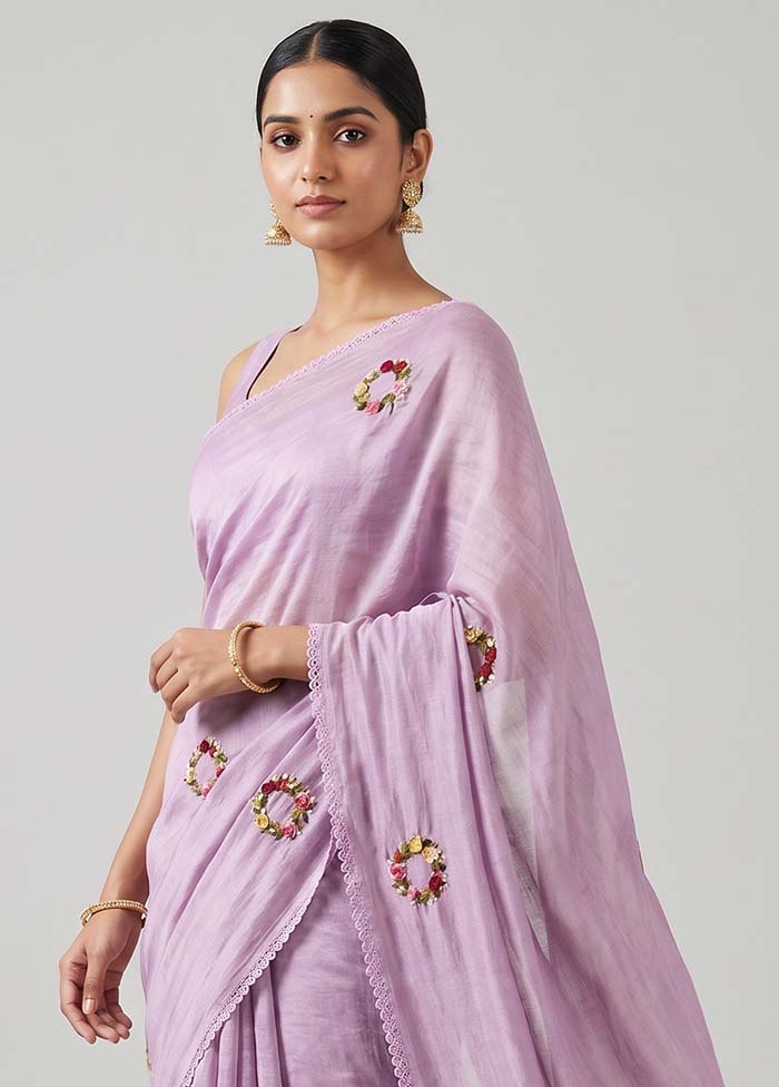 Purple Tussar Silk Saree With Blouse Piece