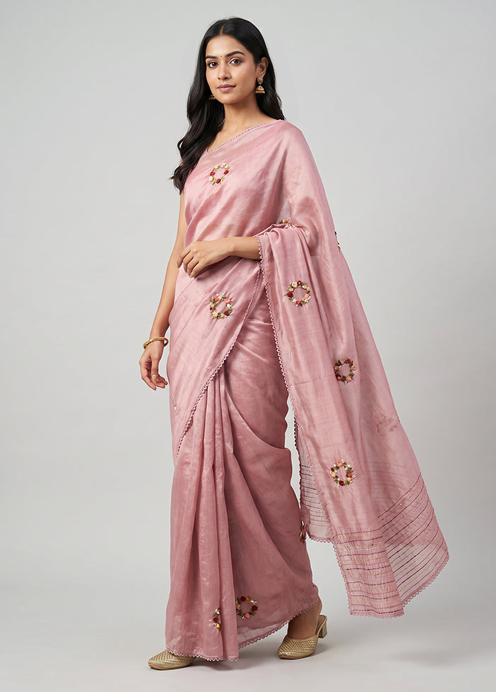 Purple Tussar Silk Saree With Blouse Piece