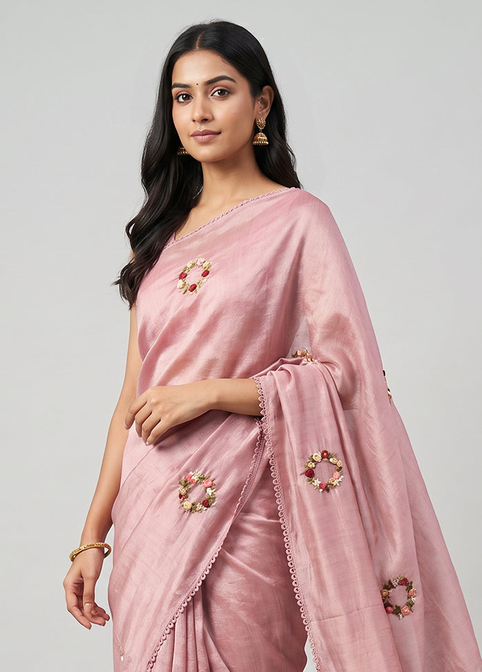 Purple Tussar Silk Saree With Blouse Piece