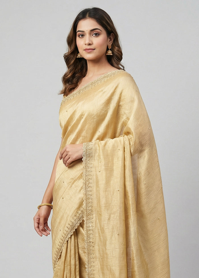 Pink Tissue Silk Saree With Blouse Piece