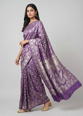 Blue Dupion Silk Saree With Blouse Piece