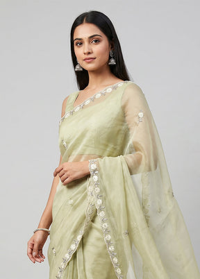 Cream Tissue Silk Saree With Blouse Piece