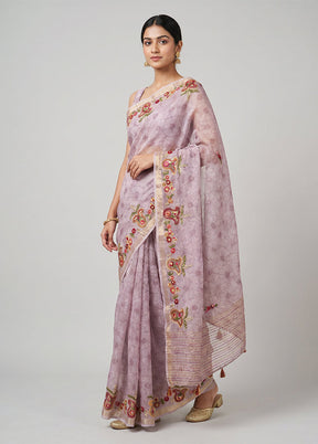 Cream Tussar Silk Saree With Blouse Piece