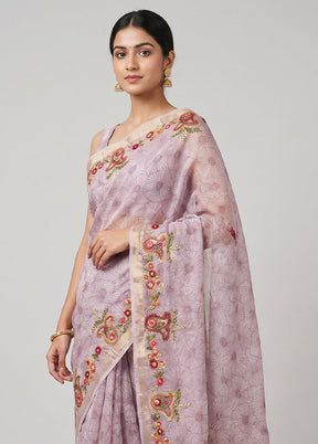 Cream Tussar Silk Saree With Blouse Piece