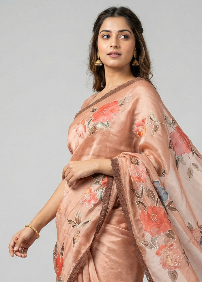Cream Tissue Silk Saree With Blouse Piece