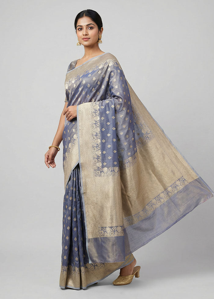 Purple Tissue Silk Saree With Blouse Piece