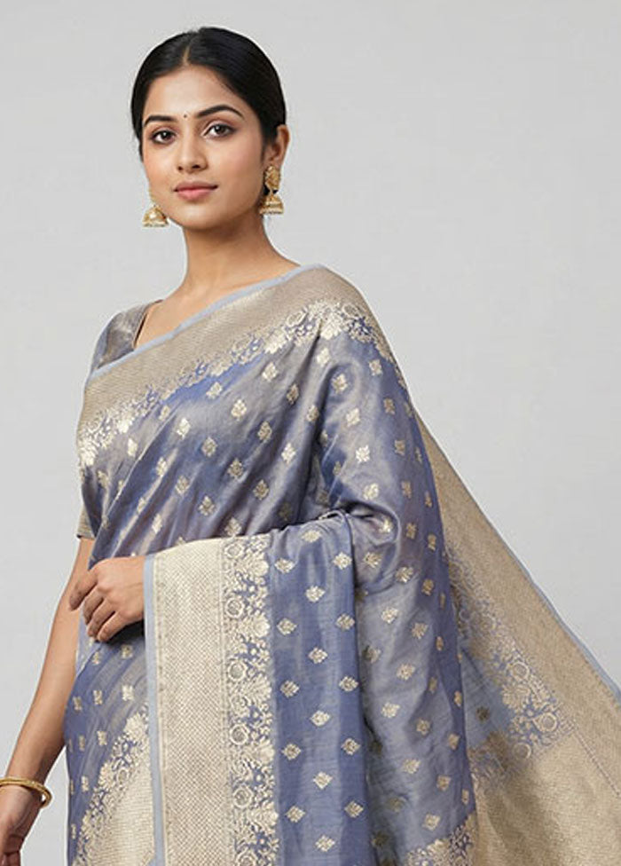 Purple Tissue Silk Saree With Blouse Piece