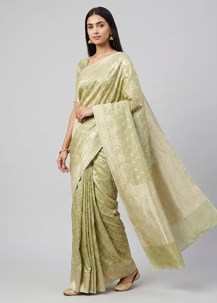 Green Tissue Silk Saree With Blouse Piece