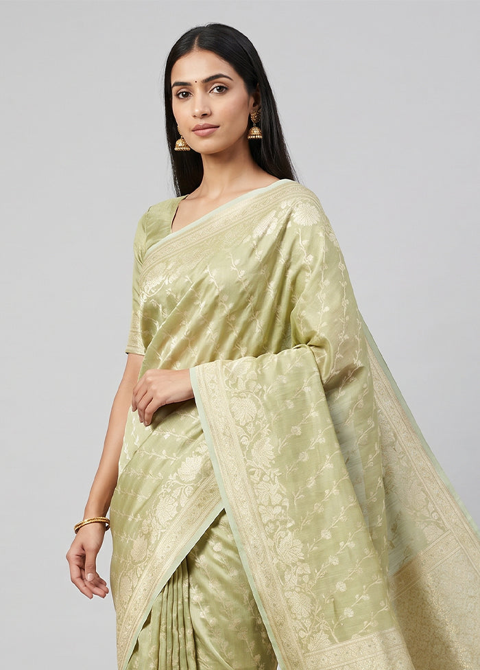 Green Tissue Silk Saree With Blouse Piece