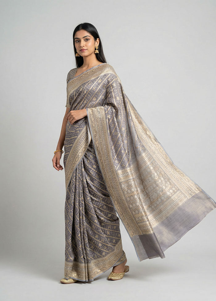 Purple Tissue Silk Saree With Blouse Piece