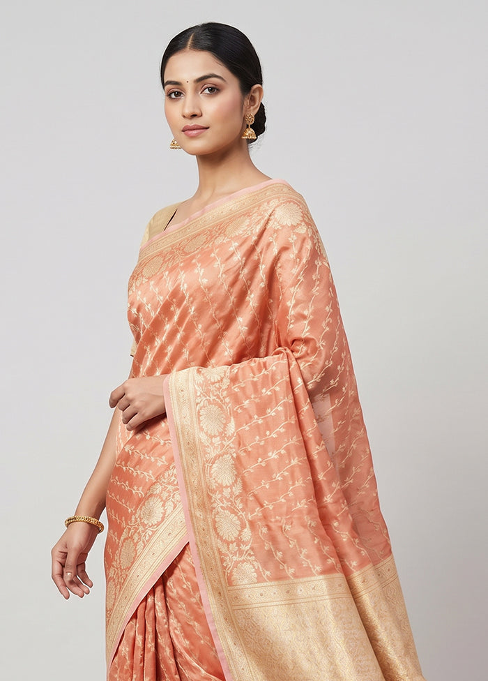 Pink Tissue Silk Saree With Blouse Piece
